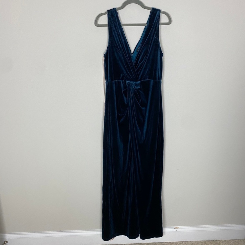 Lulus‎ Beautiful Evenings Dark Teal Velvet Twist Front Maxi Dress XL Formal Gown - Picture 2 of 13